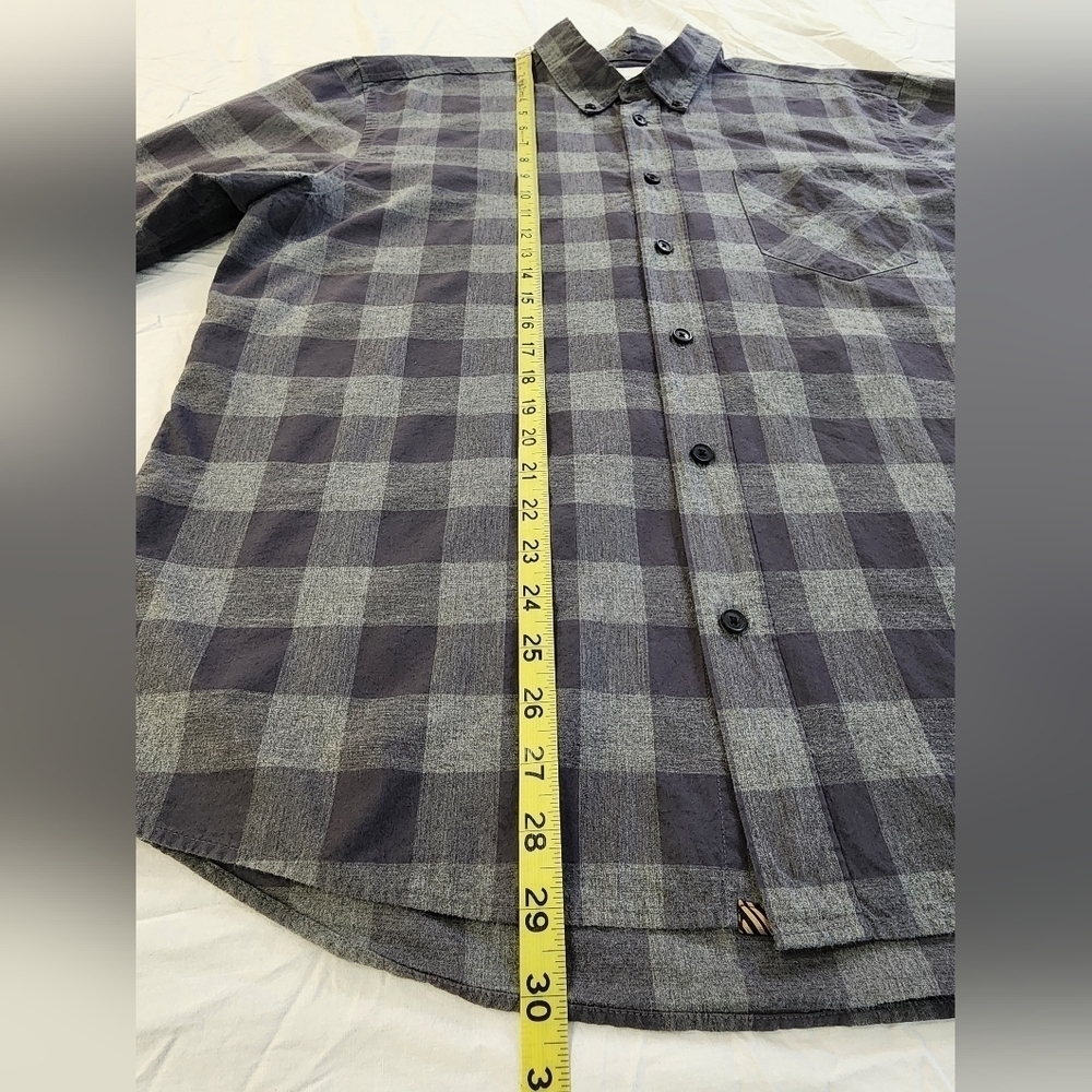 Billy Reid Men's Gray Plaid Long Sleeve Shirt Standard Button UpPocket, sz LD - Picture 5 of 16